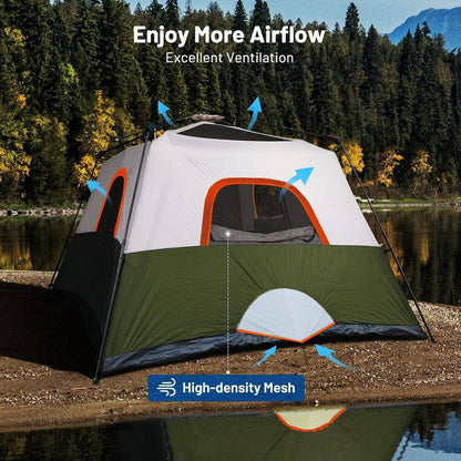 Camping Tent 8 Ft. X 8 Ft. Army Green Camping Tent Fast Cabin Tent with Instant Setup Tent