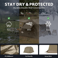 Village Instant Tent, 4 Person 8 Person Camping Tent with Full Rainfly, Waterproof Large Cabin Tents for Car Camping