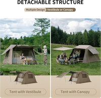 Village Instant Tent, 4 Person 8 Person Camping Tent with Full Rainfly, Waterproof Large Cabin Tents for Car Camping