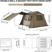 Village Instant Tent, 4 Person 8 Person Camping Tent with Full Rainfly, Waterproof Large Cabin Tents for Car Camping